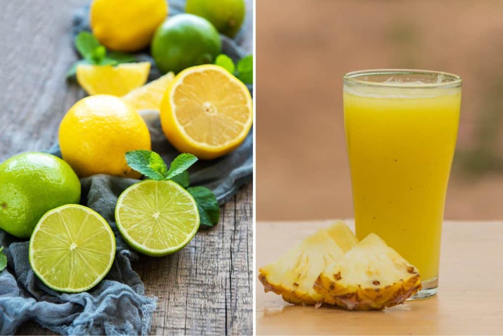 Citrus juice used in a singapore sling