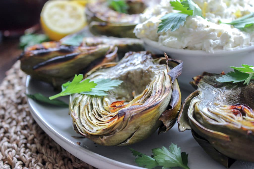 Grilled Artichokes with Whipped Feta