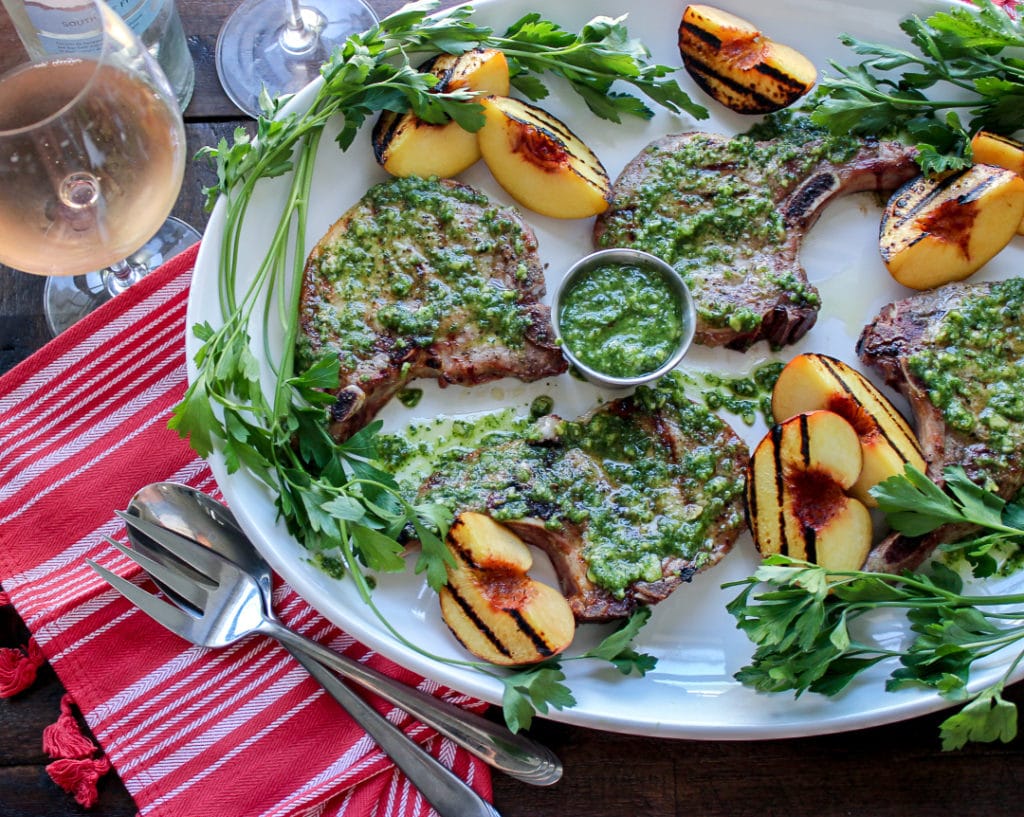 Kale Pesto Grilled Pork Chops