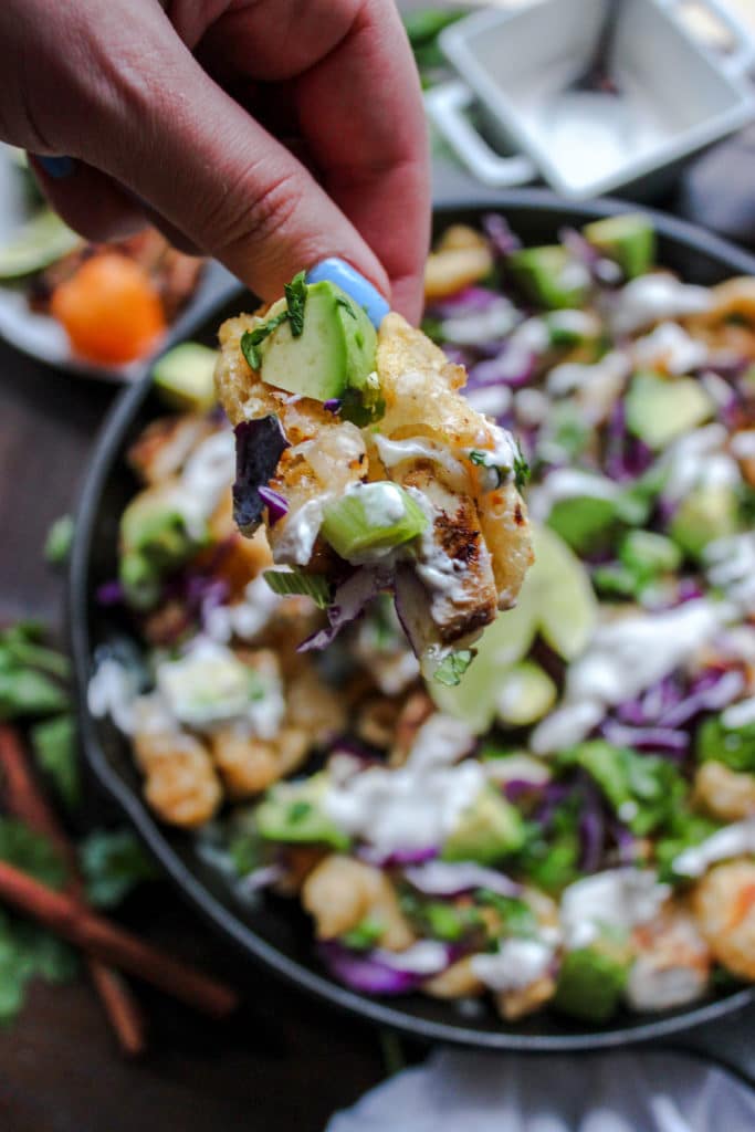 Easy Jerk Chicken Pork Rind Nachos