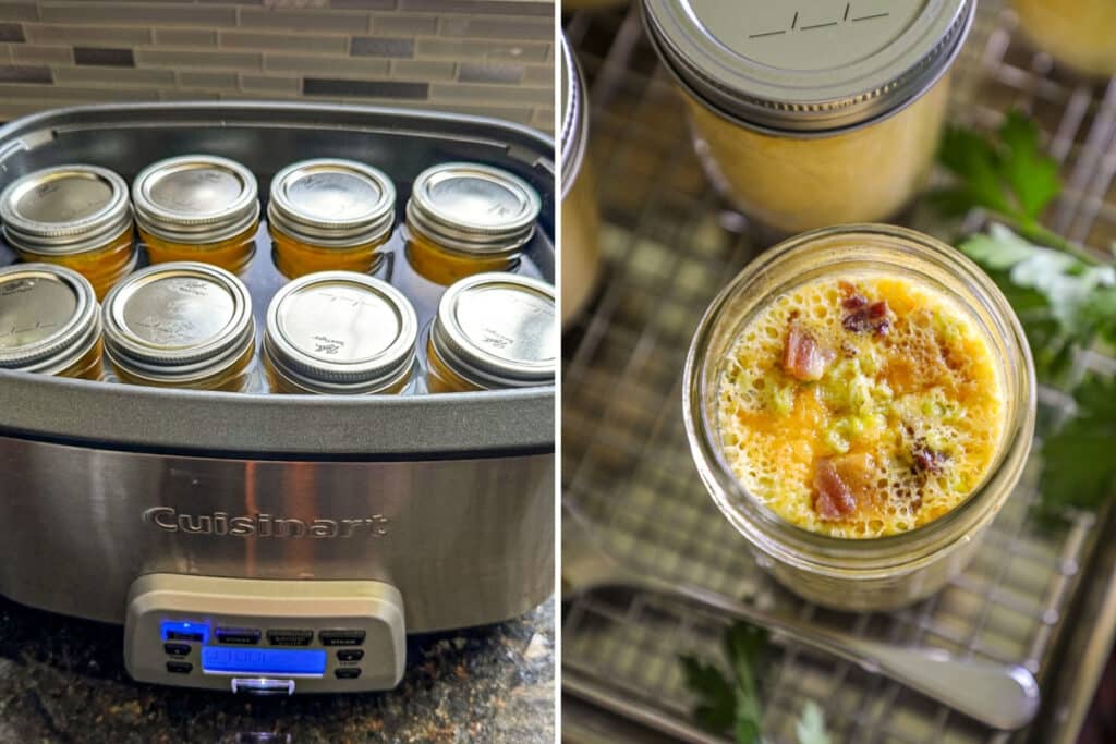 Cooking the egg bites in the slow cooker