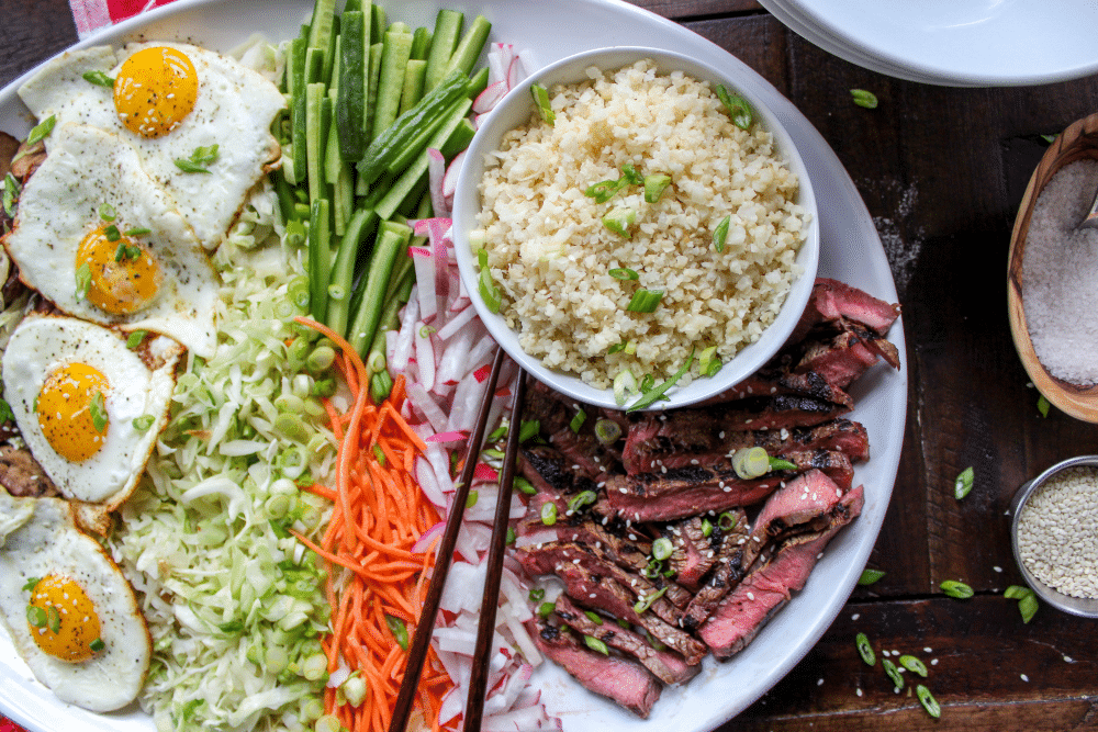 Steak Bibimbap Cauliflower Rice Bowls