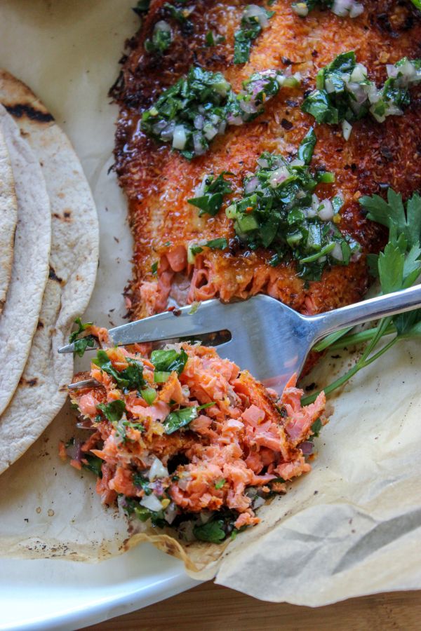 Coconut Crusted Salmon with Chimichurri