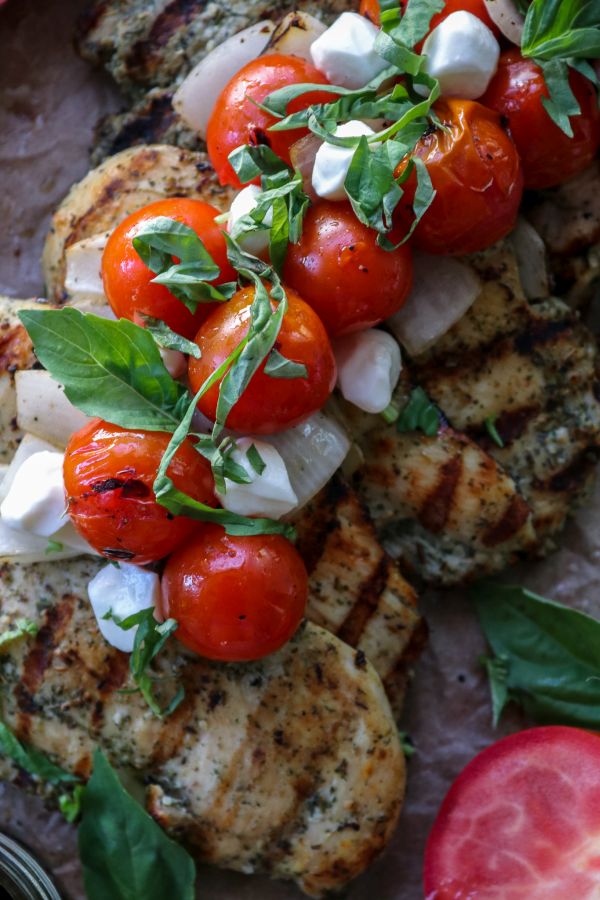 Garlic Herb Chicken with Fire Roasted Bruschetta