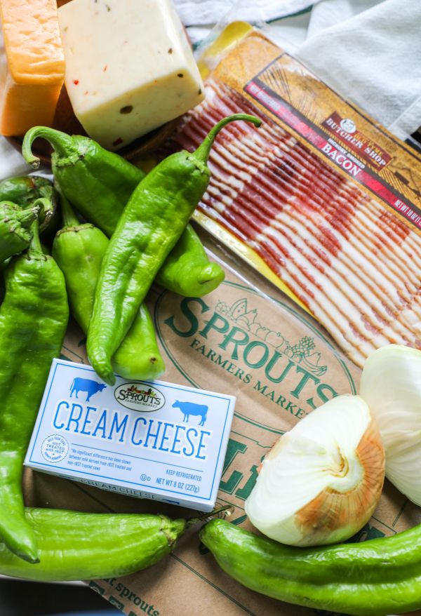 Grilled Bacon Wrapped Hatch Chili Poppers