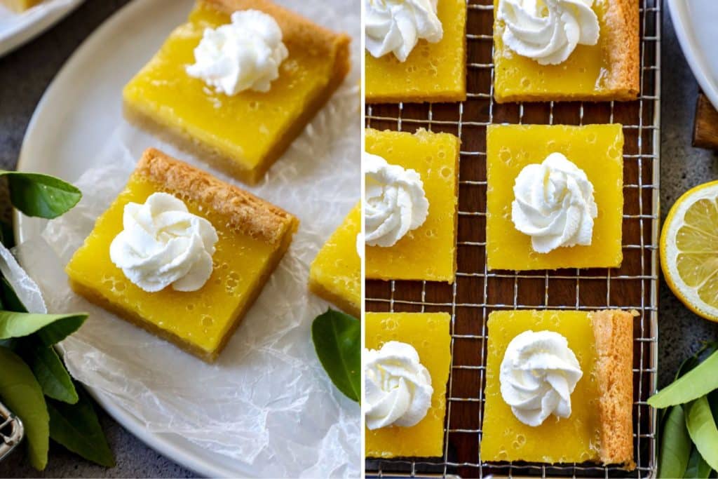 Keto lemon bars on plates