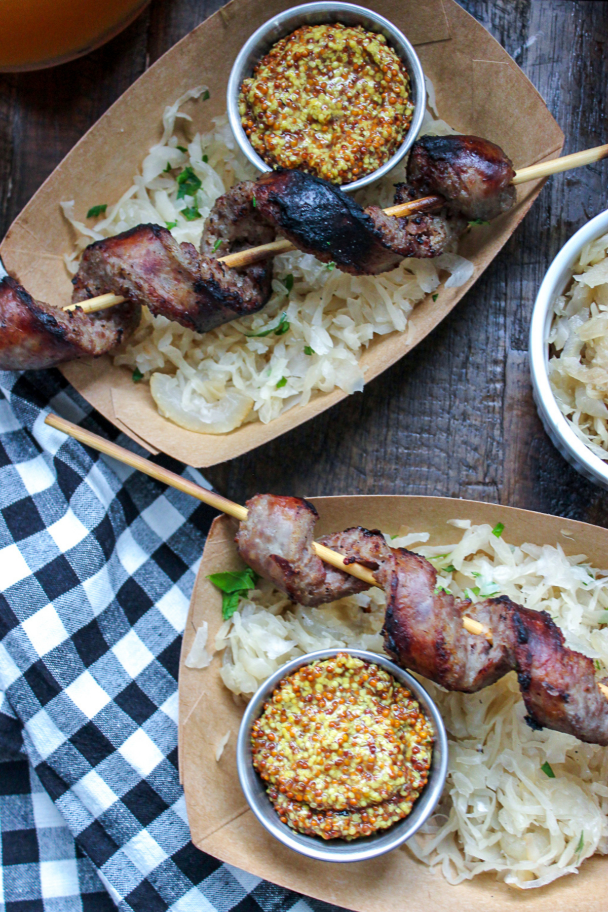 Grilled Spiralized Brats with Sauerkraut