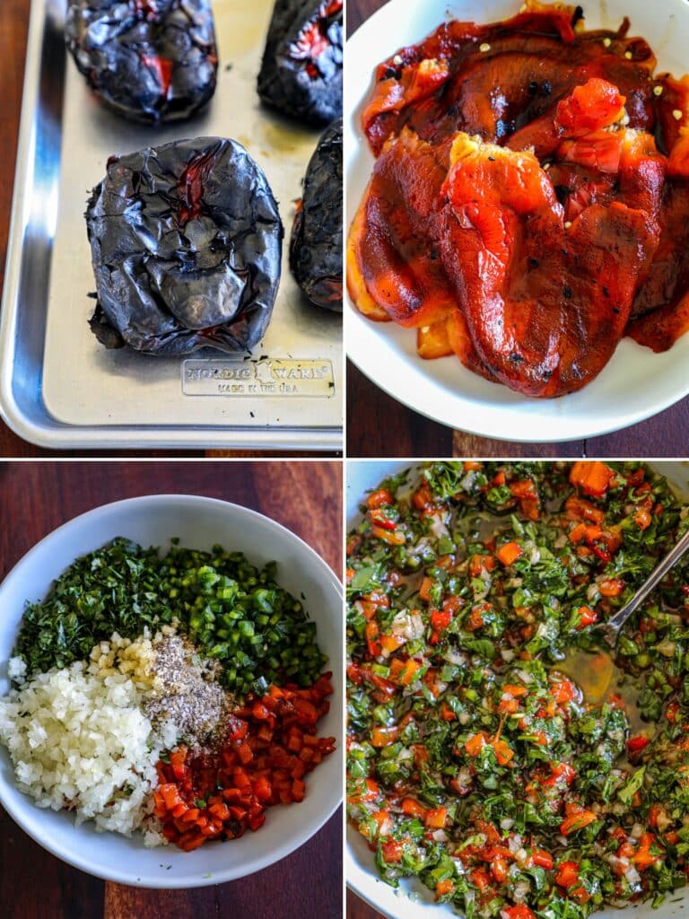 Preparing the red chimichurri sauce