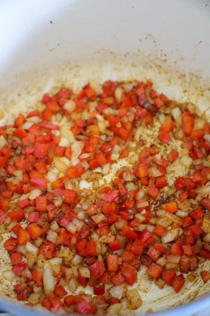 cooking the vegetables in bacon fat