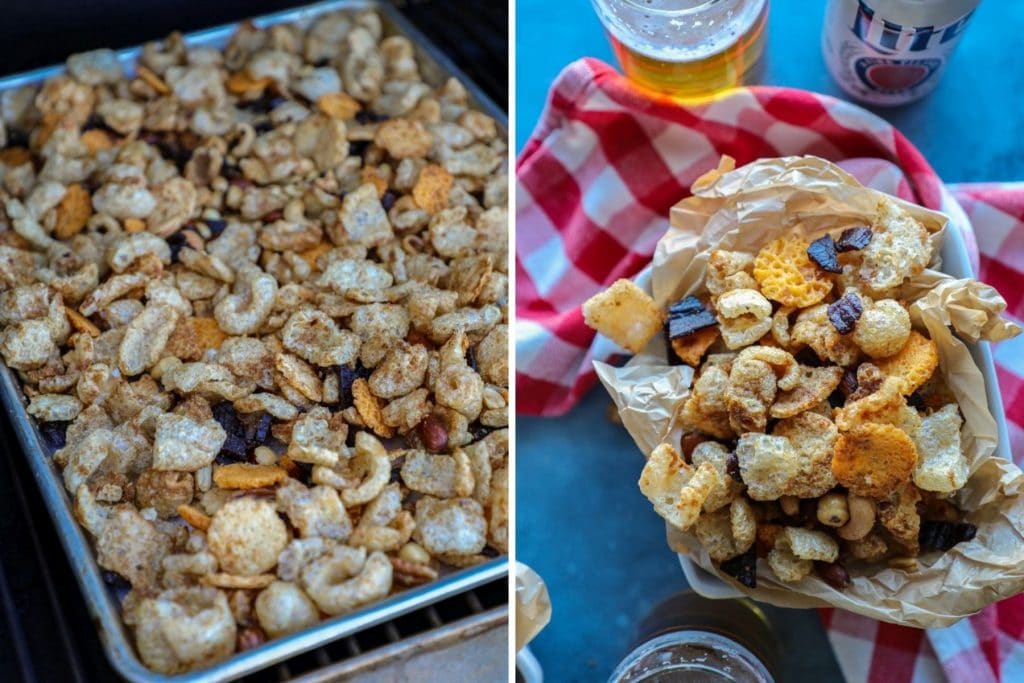 Smoking the keto chex mix on the grill