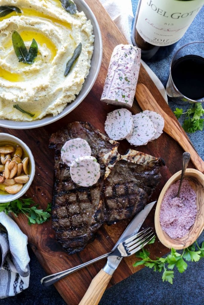 Steak with Red Wine Compound Butter