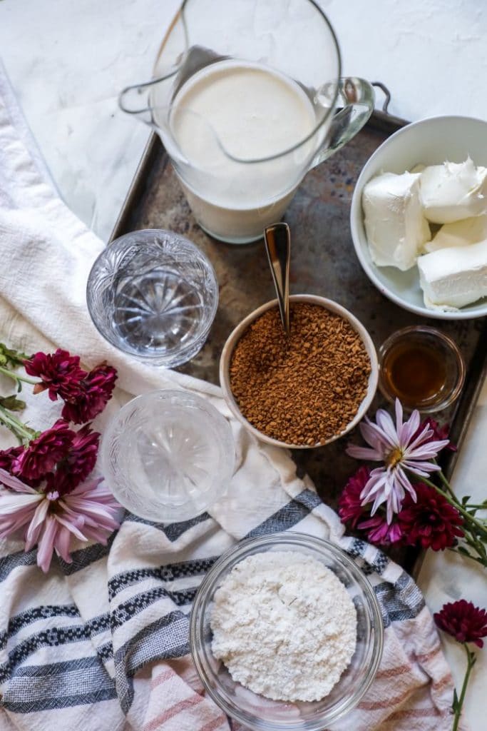 A layout of keto dalgona affogato ingredients.