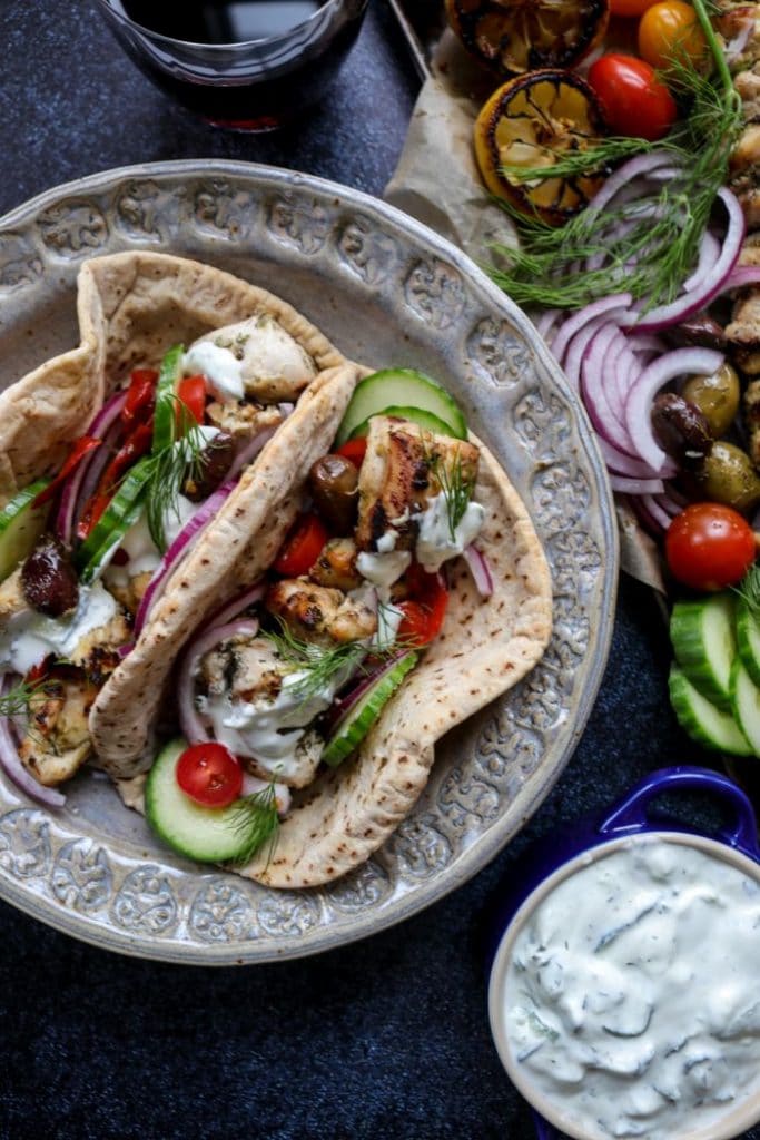 Easy Grilled Greek Chicken Platter