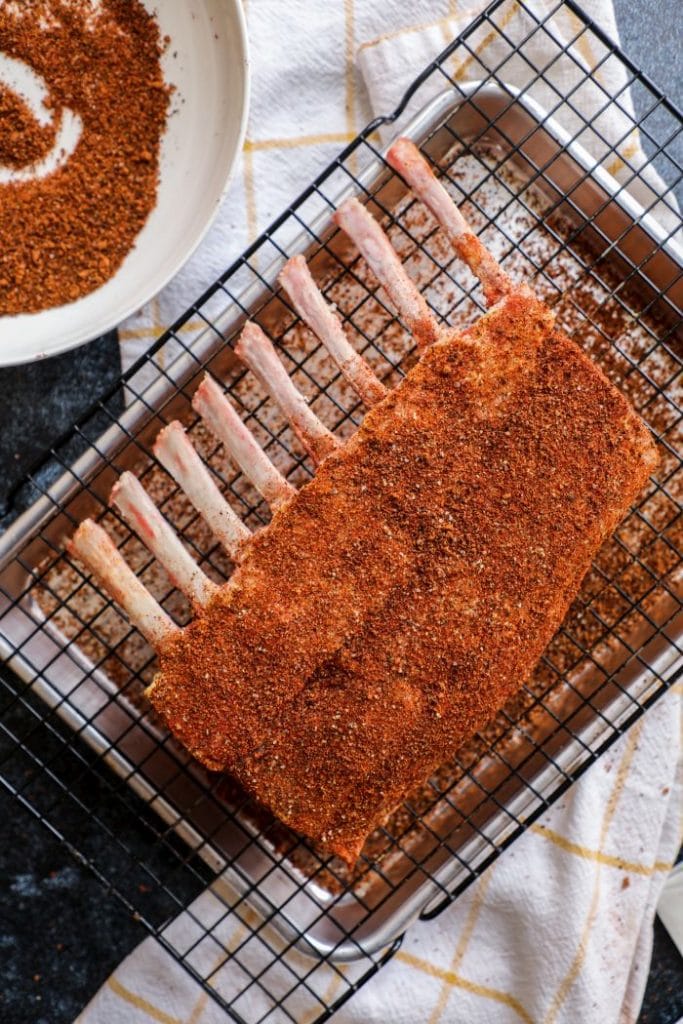 Grilled Coffee Rubbed Rack of Lamb