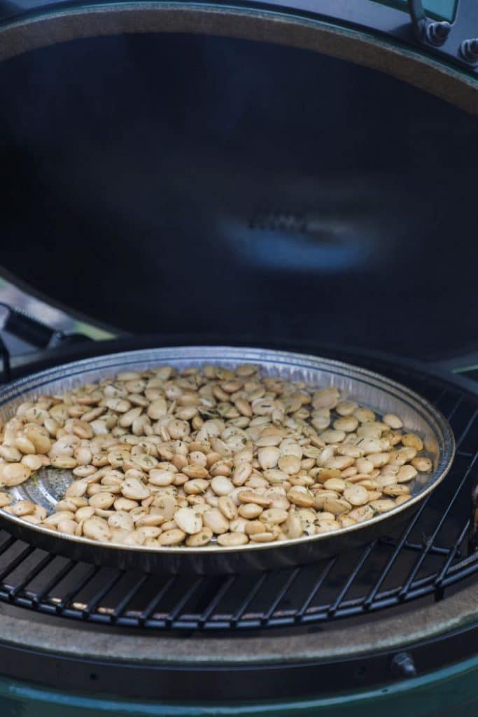 Smoked marcona almonds on the big green egg.