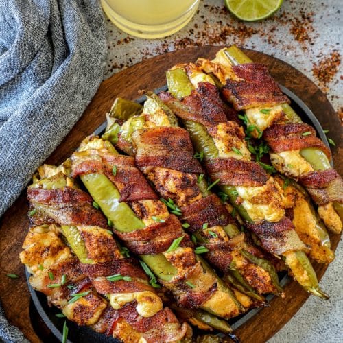 Bacon Wrapped Hatch Chili Poppers