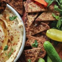 Keto Pita Chips with hummus