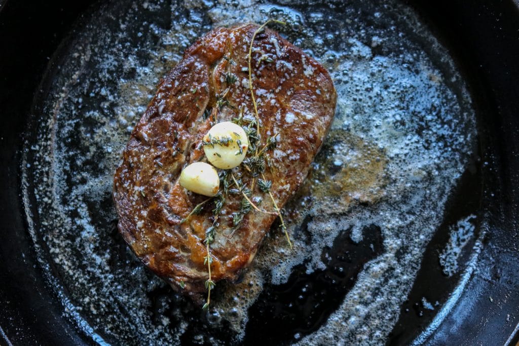 Grilled cast iron steak