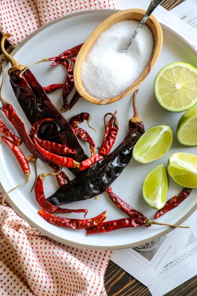 Easy Homemade Tajin Seasoning Recipe ingredients on a plate.