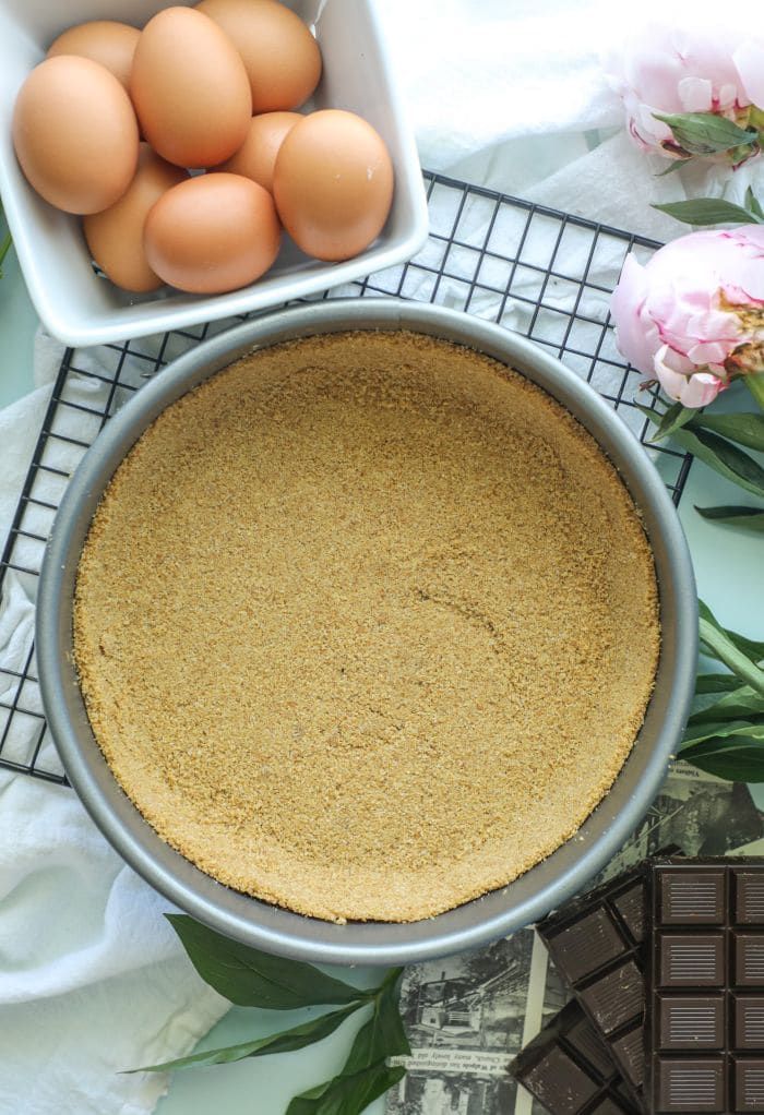 Keto Graham Cracker Crust in a springform pan