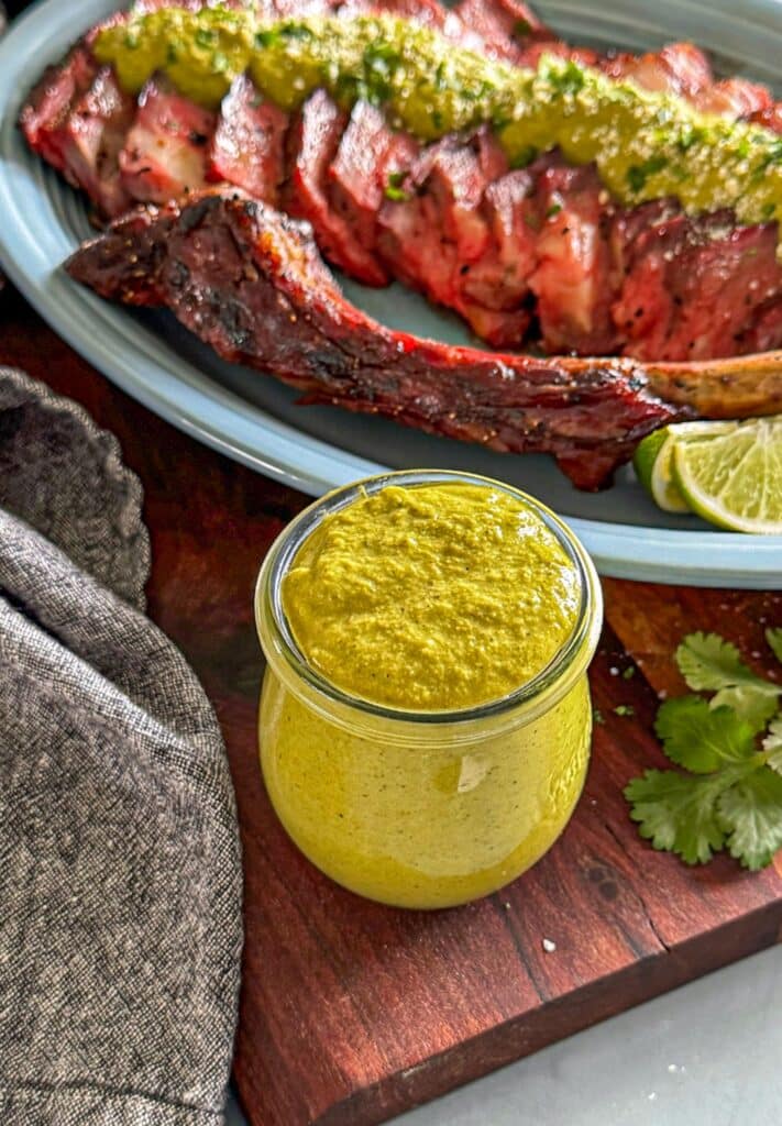 Poblano cream sauce in a jar