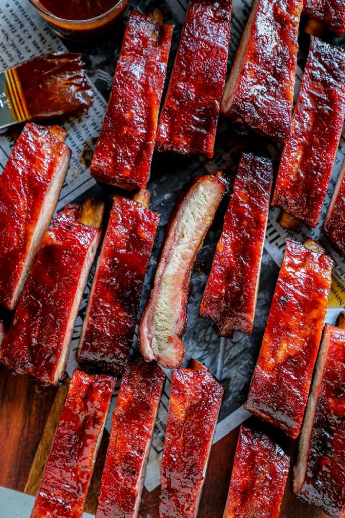 several chipotle honey ribs on paper