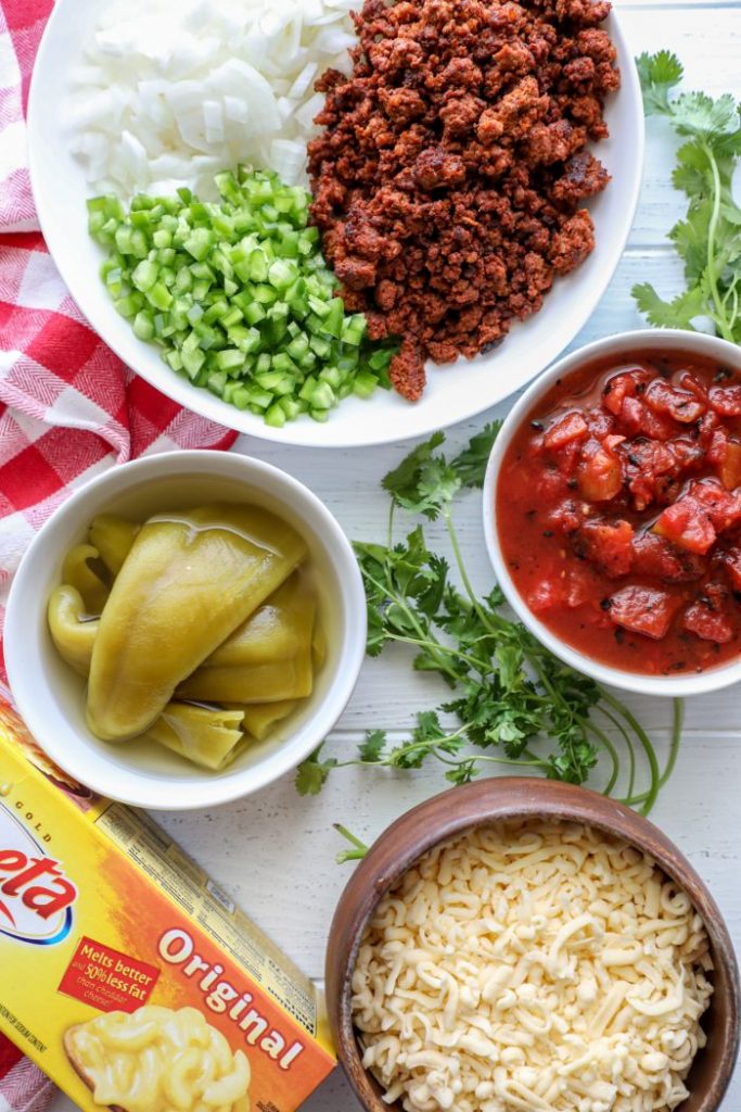 Smoked queso ingredients on a table.