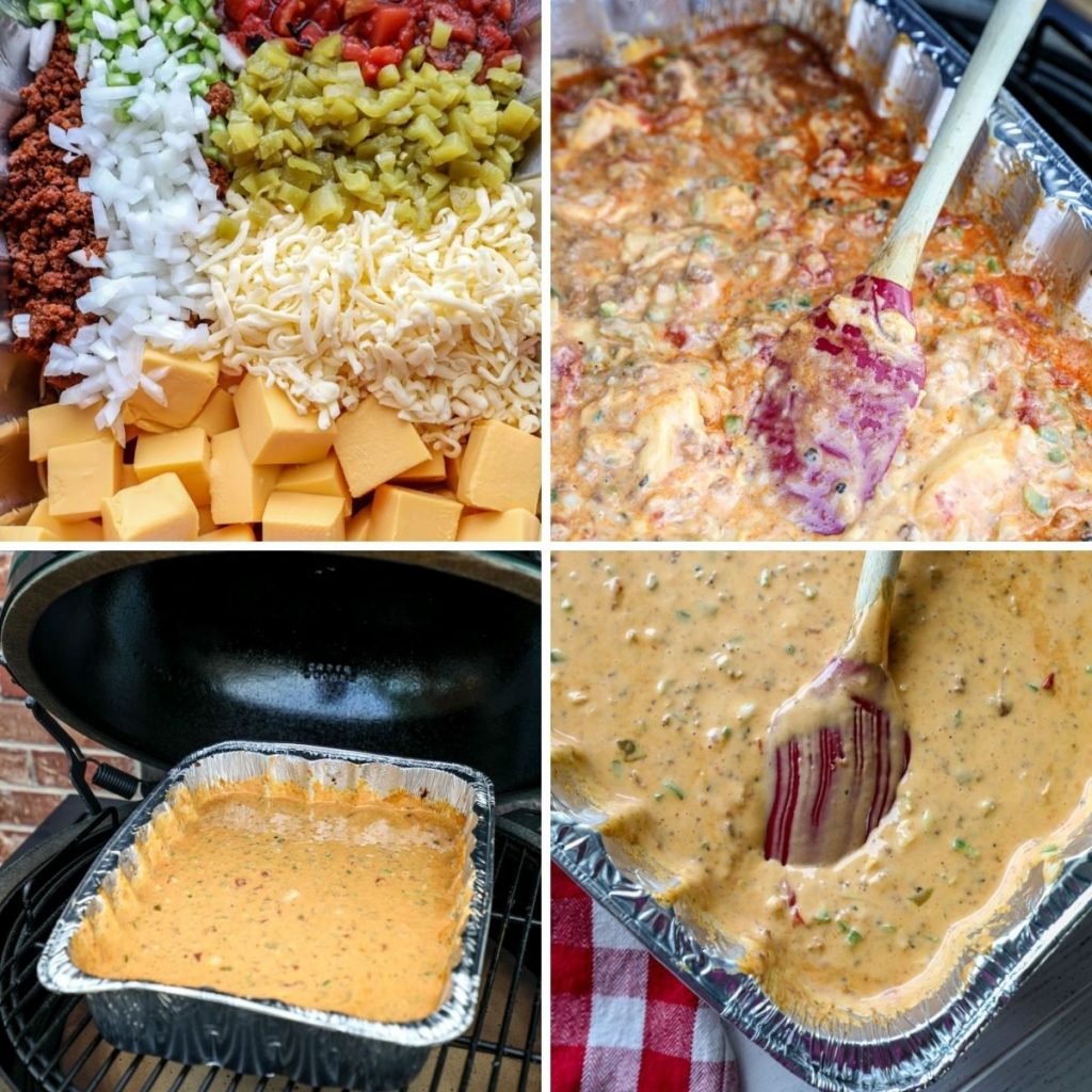 Steps for making smoked queso on the grill