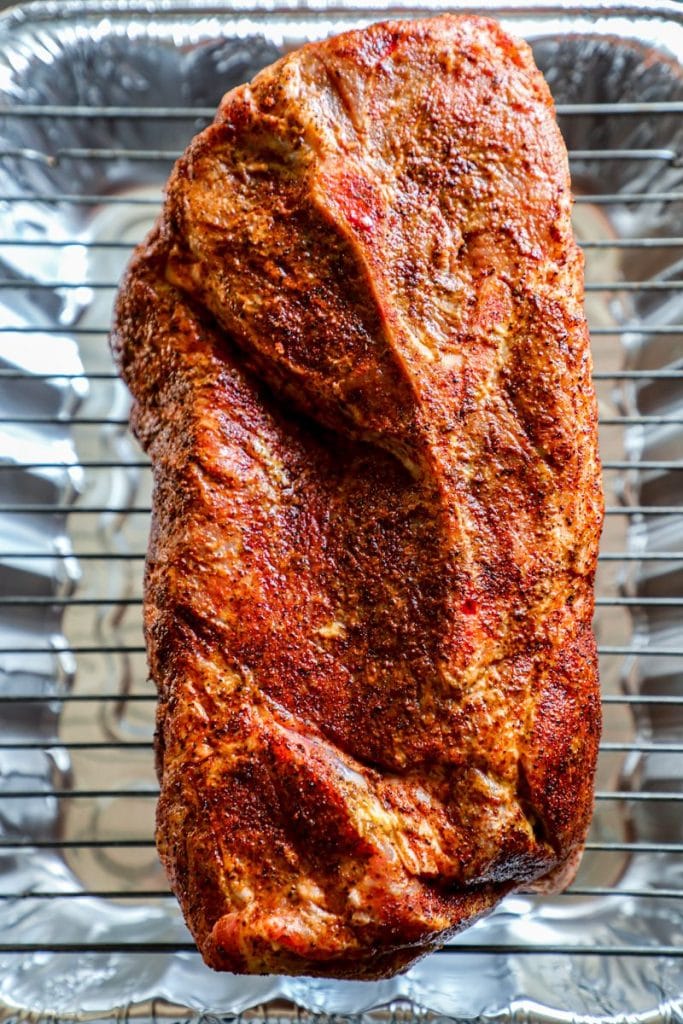 Prepped pork butt for pulled pork