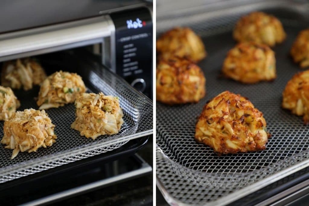 Crab cakes going into the air fryer