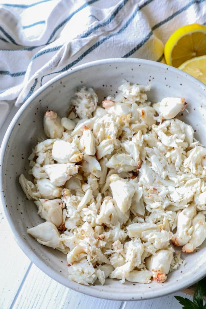 Jumbo lump crab meat in a bowl