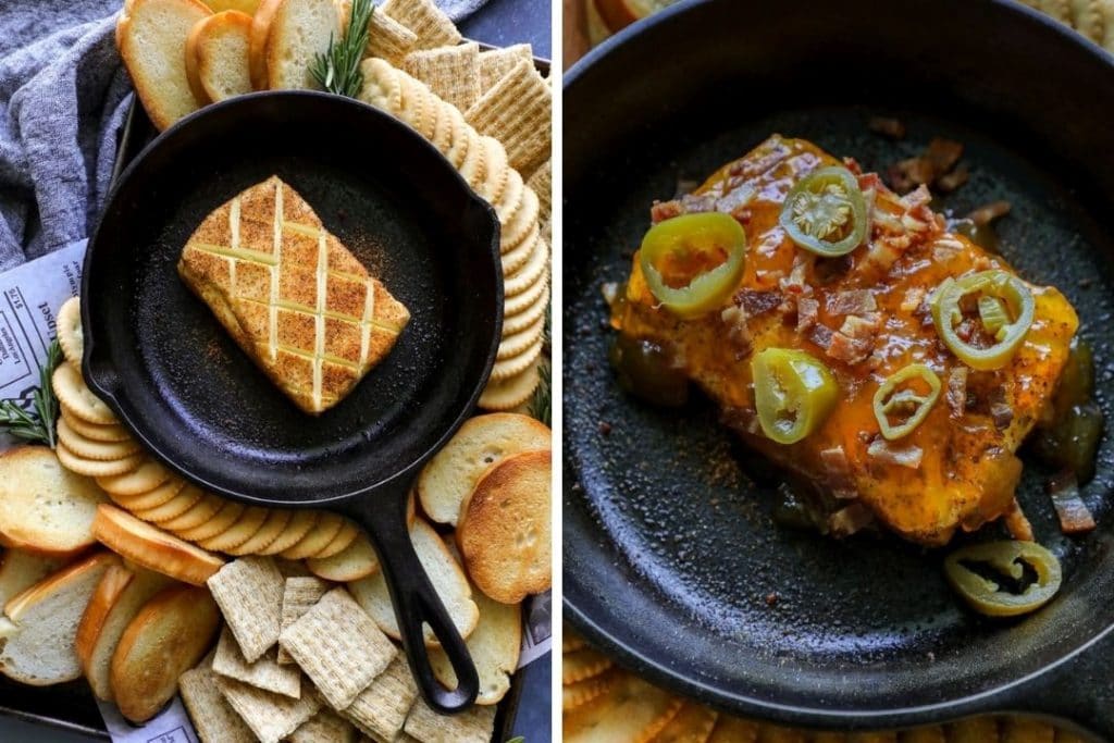 adding pepper jelly to smoked cream cheese