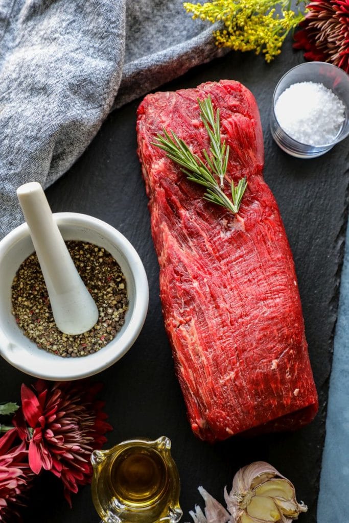 Raw beef tenderloin roast