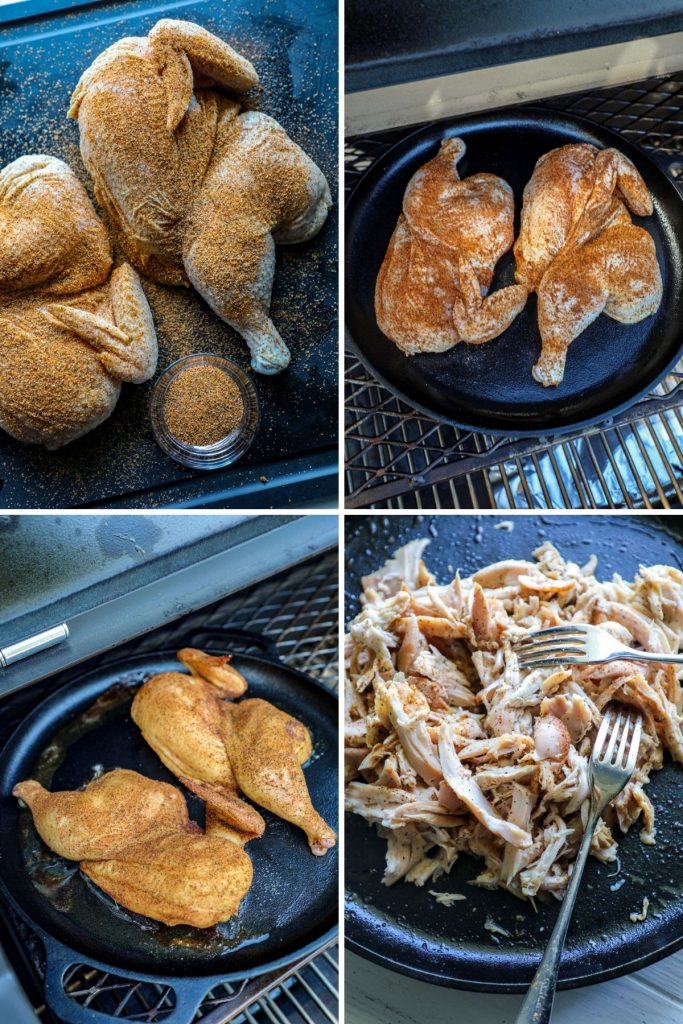 Smoking the BBQ pulled chicken