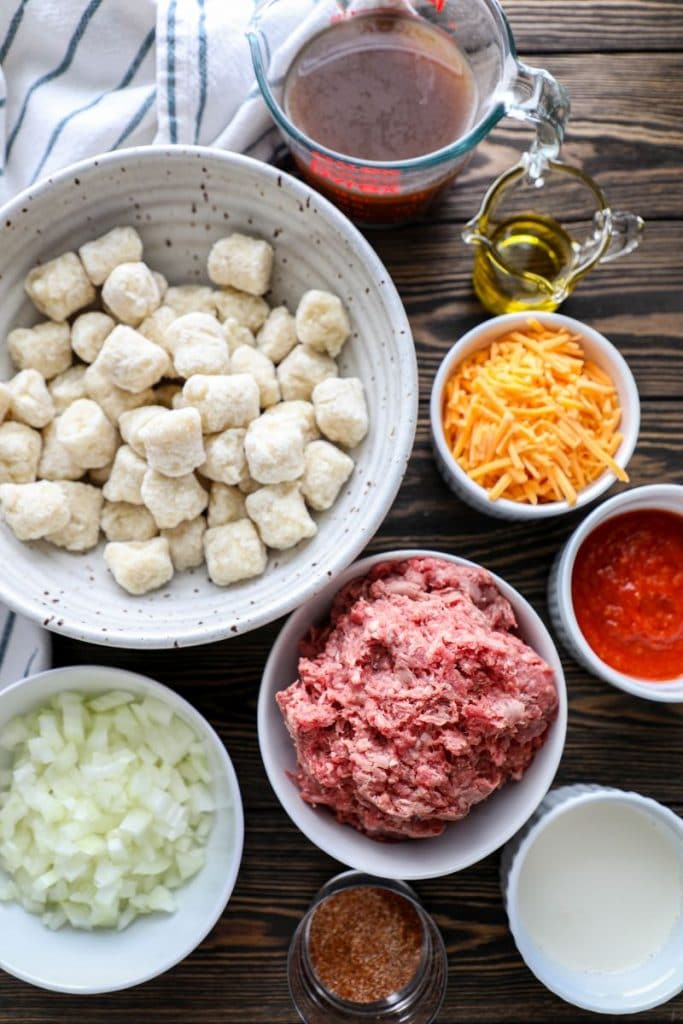 Cauliflower gnocchi cheeseburger skillet ingredients
