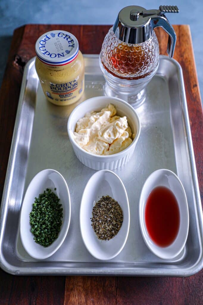 Dressing ingredients for cobb pasta salad