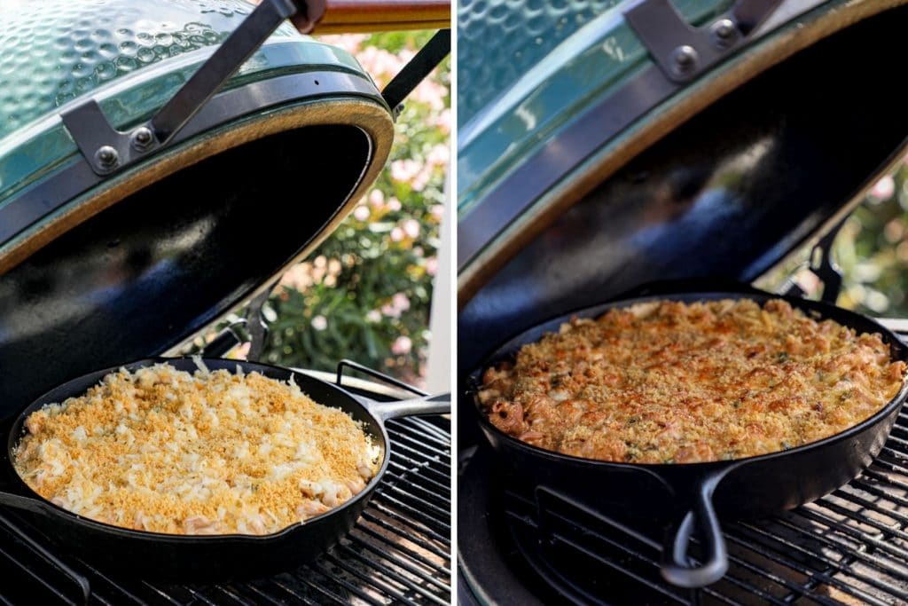 smoking mac and cheese on the big green egg