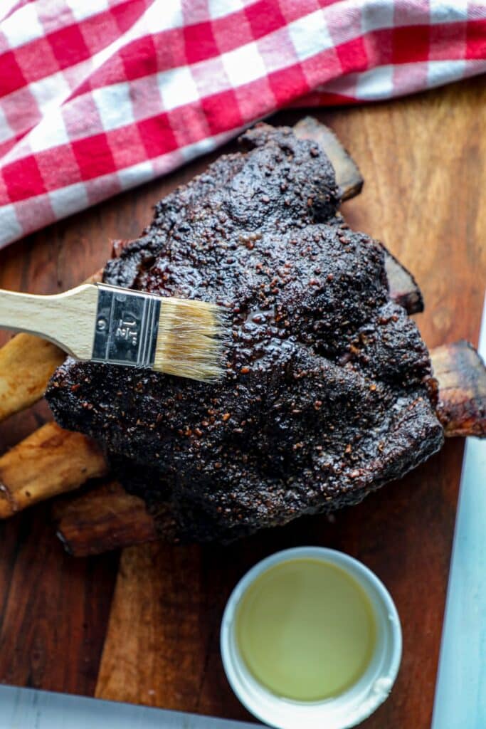 resting the rack of plate beef ribs after smoking