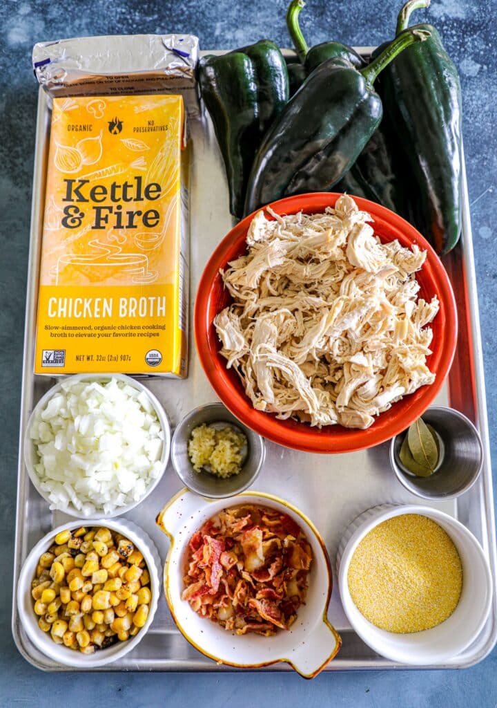 Ingredients for making poblano chowder