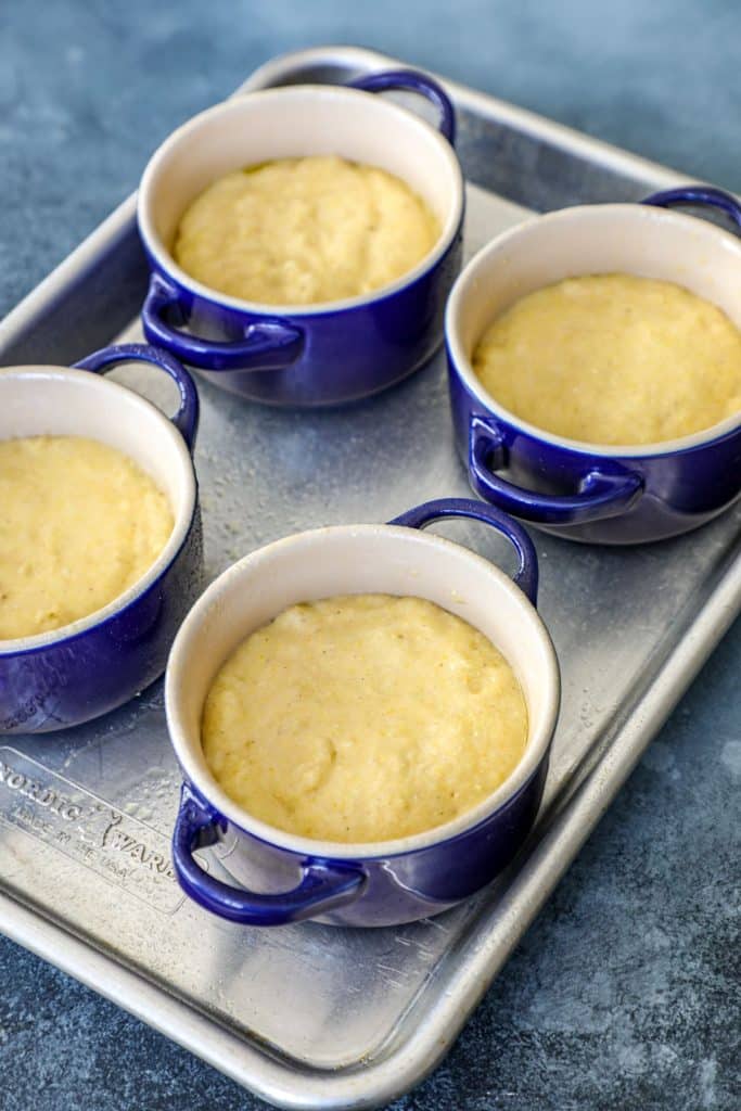 Baking the cornbread bowls for chili