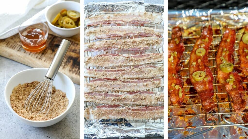 Step by step photos of how to make honey jalapeño bacon.