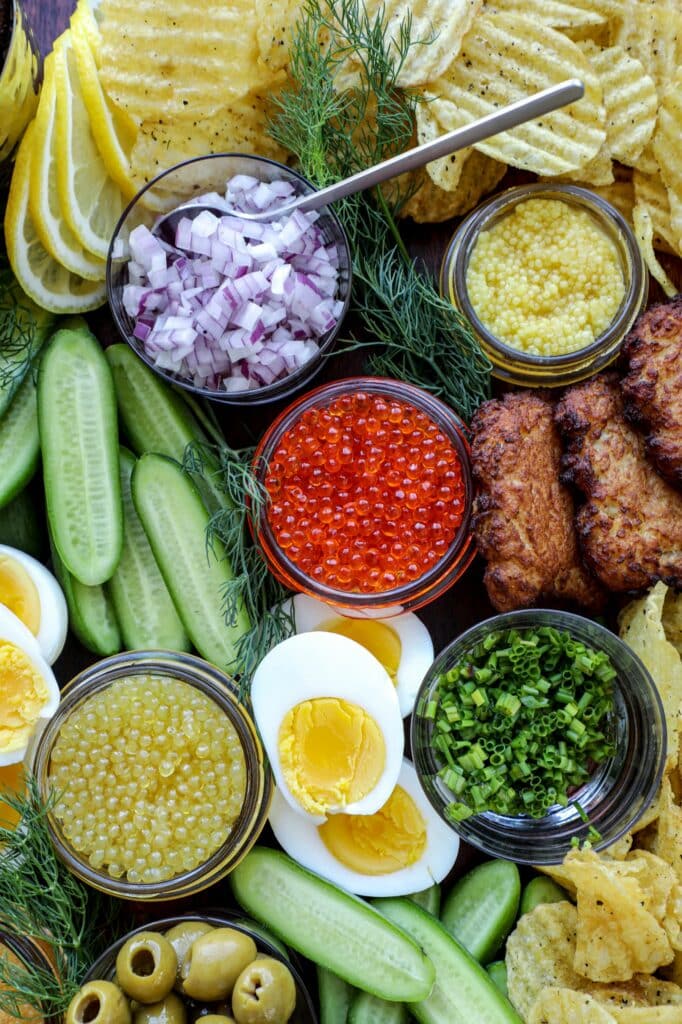 Caviar board toppings