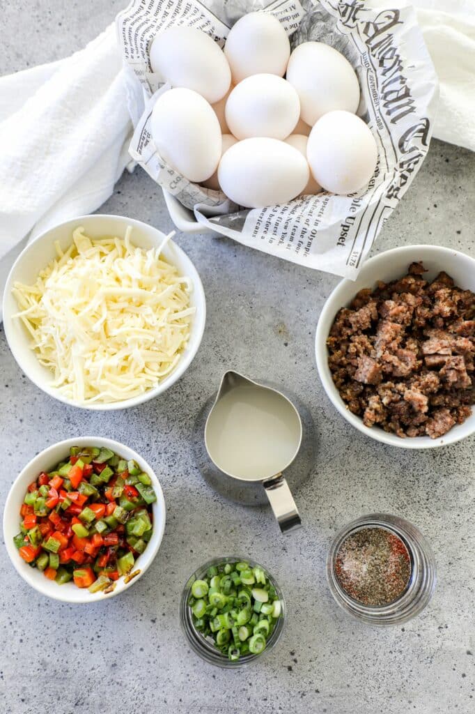 Make Ahead Sausage Egg Cup ingredients