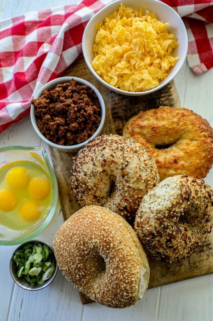 Smoked Chorizo and Egg Bagel Boat ingredients