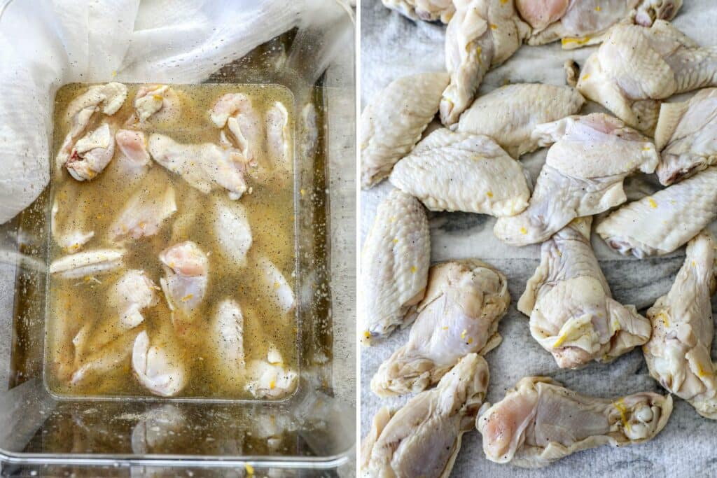 marinating the chicken wings in summer shandy