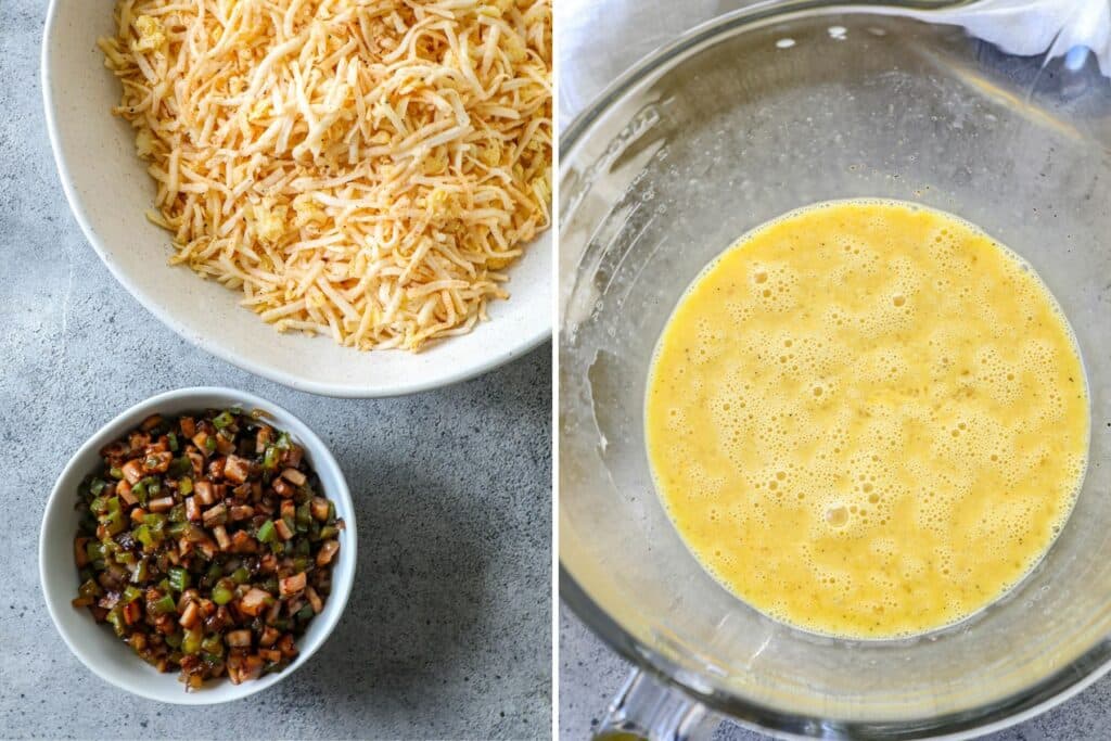 Egg and veggie filling for smoked breakfast casserole