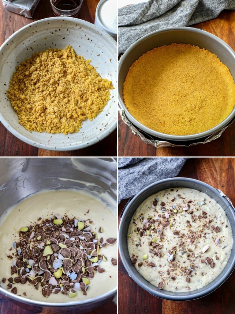 How to make Cadbury Mini Egg Cheesecake in step by step photos.
