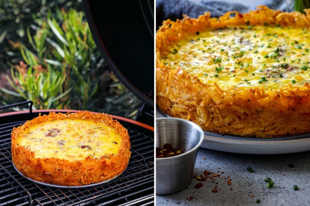 Smoked Breakfast Casserole Recipe on the grill