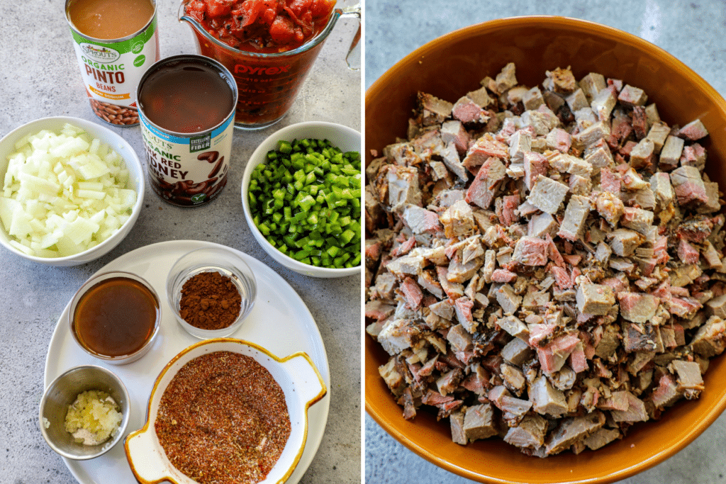 Smoked brisket chili ingredients
