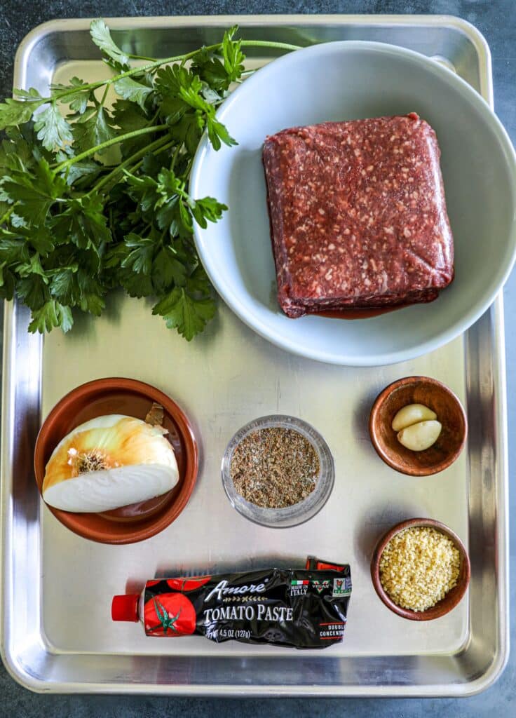 Ingredients for Armenian Kofta Kebab